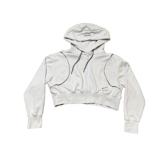 Nike Air Hoodie Womens Small Gray Full Zip Cropped Fleece Swoosh DQ6579-043 - Picture 1 of 9